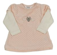 Světlerůžovo-bílá puntíkatá sametová tunika se srdíčky Kanz