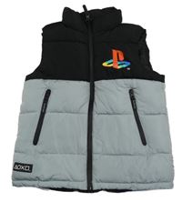 Černo-šedá šusťáková zateplená vesta s logem PlayStation Primark