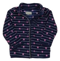 Tmavomodro-bílá pruhovaná fleecová propínací mikina s hvězdami Impidimpi