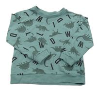 Zelená mikina s dinosaury a písmeny