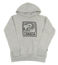 Světlešedá melírovaná mikina s medvědem a kapucí