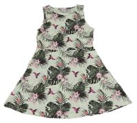 Mátové květované bavlněné šaty s listy Page One Young