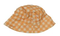 Oranžovo-smetanový kostkovaný klobouk Zeeman