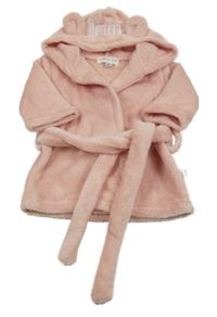 Růžový chlupatý župan s kapucí s oušky