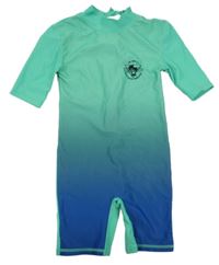 Zeleno-modrý ombré UV overal s palmami H&M