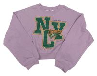 Levandulová crop mikina s nápisem H&M