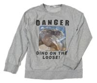 Šedá melírovaná mikina s měnícím dinosaurem H&M