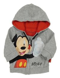 Šedá melírovaná propínací mikina s Mickeym a kapucí Disney