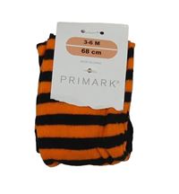 Oranžovo-černé pruhované punčocháče Primark