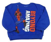 Modrá mikina s nápisem a Spidermanem Primark