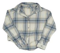 Smetnanovo-modrá kostkovaná crop halenka Primark