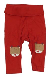 Červené lehké tepláky s medvědy H&M