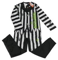 Nové - kostým - černo-bílý pruhovaný overal - BeetleJuice F&F