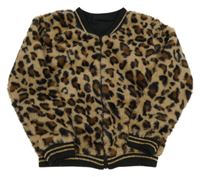 Hnědá leopardí kožešinová podšitá bunda Europe Kids