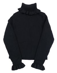 Černý žebrovaný svetrový crop rolák Matalan