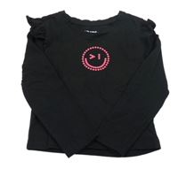 Černé triko se smajlíkem a volánky 