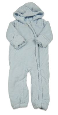 Světlemodrá žebrovaná sametová zateplená kombinéza s kapucí Matalan