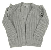 Šedý třpytivý svetrový cardigan s volánky Primark