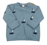 Modrý svetr s plachetnicemi M&S