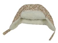 Pudrová květovaná šusťáková zateplená beranice 