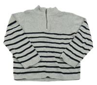 Šedo-černý pruhovaný svetr H&M