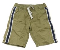 Khaki plátěné kraťasy s tmavomodrým pruhem Alive