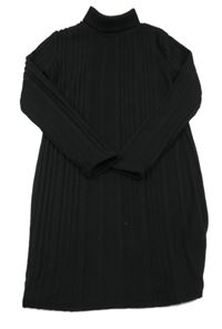 Černé žebrované úpletové šaty s rolákem shein