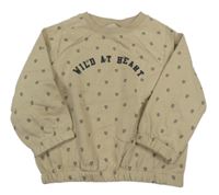 Béžová vzorovaná overisze mikina s nápisem 