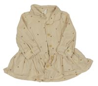 Smetanové propínací šaty s límečkem a kvítky H&M