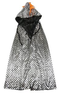 Kostým - stříbrno-černý vzorovaný plášť s ostny a kapucí 