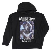 Černá mikina s Wednesday a kapucí