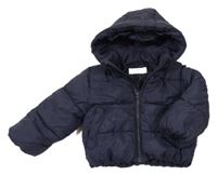 Tmavomodrá šusťáková zimní bunda s kapucí H&M