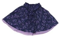 Tmavomodrá puntíkatá sukně s květy Topolino