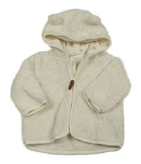 Bílá chlupatá propínací mikina s kapucí H&M