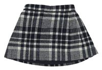 Tmavomodro-bílá kostkovaná vlněná sukně Primark