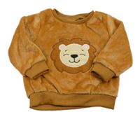 Okrová plyšová mikina s lvíčkem 