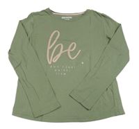 Khaki triko s nápisem 