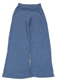 Modré žebrované úpletové široké tepláky Primark