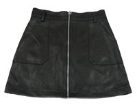 Černá lesklá vzorovaná sukně