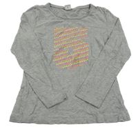 Šedé triko s číslem z kamínků S. Oliver