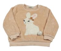 Růžová plyšová mikina s králíčkem C&A