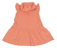 Neonově lososové puntíkaté šaty s límečkem Topolino