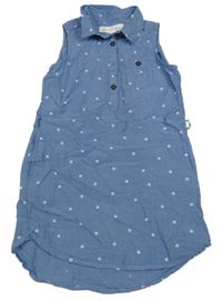 Světlemodré košilové květované šaty 