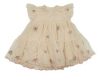 Světlerůžové květované tylové šaty M&S