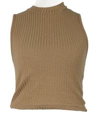 Dámský béžový žebrovaný crop top Shein 