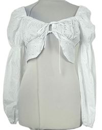 Dámská bílá madeirová crop halenka H&M