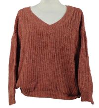 Dámský karmínový crop volný svetr 