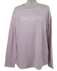 Dámský růžový vzorovaný svetr s kamínky 