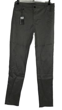 Nové - Dámské šedé potažené skinny kalhoty 