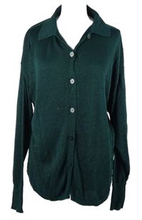 Dámský tmavozelený třpytivý propínací svetr Shoeby 